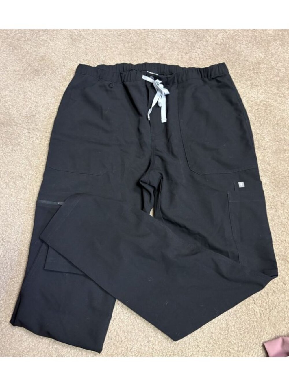 FIGS Technical Black Solid Scrub Pants Size Large Unisex Medical